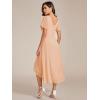 imageEverPretty Womens Summer Chiffon Pleated VNeck Short Wedding Guest Dress with Ruffled Sleeves 01923Peach