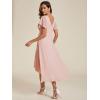 imageEverPretty Womens Summer Chiffon Pleated VNeck Short Wedding Guest Dress with Ruffled Sleeves 01923Pink