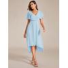 imageEverPretty Womens Summer Chiffon Pleated VNeck Short Wedding Guest Dress with Ruffled Sleeves 01923Sky Blue