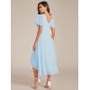 imageEverPretty Womens Summer Chiffon Pleated VNeck Short Wedding Guest Dress with Ruffled Sleeves 01923Sky Blue