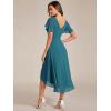 imageEverPretty Womens Summer Chiffon Pleated VNeck Short Wedding Guest Dress with Ruffled Sleeves 01923Teal