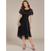 imageEverPretty Womens Summer Cold Shoulder HiLo Asymmetrical Hem Flowy Chiffon Short Wedding Guest Dress Navy Blue US4Black