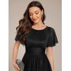 imageEverPretty Womens Summer Cold Shoulder HiLo Asymmetrical Hem Flowy Chiffon Short Wedding Guest Dress Navy Blue US4Black