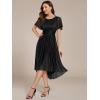 imageEverPretty Womens Summer Cold Shoulder HiLo Asymmetrical Hem Flowy Chiffon Short Wedding Guest Dress Navy Blue US4Black