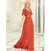 imageEverPretty Womens Classic Chiffon Short Sleeve Pleated VNeck Floor Length Bridesmaid Dresses 09890Burnt Orange