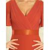 imageEverPretty Womens Classic Chiffon Short Sleeve Pleated VNeck Floor Length Bridesmaid Dresses 09890Burnt Orange