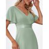 imageEverPretty Womens Classic Chiffon Short Sleeve Pleated VNeck Floor Length Bridesmaid Dresses 09890Mint Green