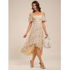 imageEverPretty Womens Summer Cold Shoulder HiLo Asymmetrical Hem Flowy Chiffon Short Wedding Guest Dress 02103Apricot Print