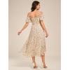 imageEverPretty Womens Summer Cold Shoulder HiLo Asymmetrical Hem Flowy Chiffon Short Wedding Guest Dress 02103Apricot Print