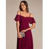 imageEverPretty Womens Summer Cold Shoulder HiLo Asymmetrical Hem Flowy Chiffon Short Wedding Guest Dress 02103Burgundy
