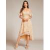 imageEverPretty Womens Summer Cold Shoulder HiLo Asymmetrical Hem Flowy Chiffon Short Wedding Guest Dress 02103Golden Roses