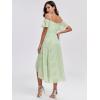 imageEverPretty Womens Summer Cold Shoulder HiLo Asymmetrical Hem Flowy Chiffon Short Wedding Guest Dress 02103Light Green Roses