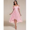 imageEverPretty Womens Summer Cold Shoulder HiLo Asymmetrical Hem Flowy Chiffon Short Wedding Guest Dress 02103Light Purple Roses