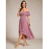 imageEverPretty Womens Summer Cold Shoulder HiLo Asymmetrical Hem Flowy Chiffon Short Wedding Guest Dress 02103Orchid