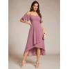 imageEverPretty Womens Summer Cold Shoulder HiLo Asymmetrical Hem Flowy Chiffon Short Wedding Guest Dress 02103Orchid