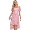 imageEverPretty Womens Summer Cold Shoulder HiLo Asymmetrical Hem Flowy Chiffon Short Wedding Guest Dress 02103Light Purple Roses