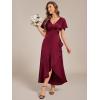 imageEverPretty Womens V Neck Satin Short Sleeves Ruffle HiLo Midi Bridesmaid Dress 02336Burgundy