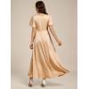 imageEverPretty Womens V Neck Satin Short Sleeves Ruffle HiLo Midi Bridesmaid Dress 02336Champagne