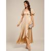 imageEverPretty Womens V Neck Satin Short Sleeves Ruffle HiLo Midi Bridesmaid Dress 02336Champagne