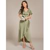 imageEverPretty Womens V Neck Satin Short Sleeves Ruffle HiLo Midi Bridesmaid Dress 02336Sage Green