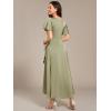 imageEverPretty Womens V Neck Satin Short Sleeves Ruffle HiLo Midi Bridesmaid Dress 02336Sage Green