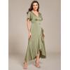 imageEverPretty Womens V Neck Satin Short Sleeves Ruffle HiLo Midi Bridesmaid Dress 02336Sage Green