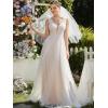 imageEverPretty Womens Elegant VNeck Sleeveless Tulle Ruched ALine Casual Wedding Dresses for Bride 0096AWhite
