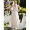 imageEverPretty Womens Elegant VNeck Sleeveless Tulle Ruched ALine Casual Wedding Dresses for Bride 0096AWhite