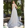 imageEverPretty Womens Elegant VNeck Sleeveless Tulle Ruched ALine Casual Wedding Dresses for Bride 0096AWhite