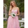 imageEverPretty Womens V Neck Tulle Prom Dresses 2025 Spaghetti Straps Sequin Long Formal Party GownsPink