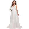 imageEverPretty Womens Elegant VNeck Sleeveless Tulle Ruched ALine Casual Wedding Dresses for Bride 0096AWhite