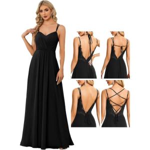 imageEverPretty Womens Sexy Chiffon MultiWay Backless ALine Convertible Bridesmaid Dress 01692Black