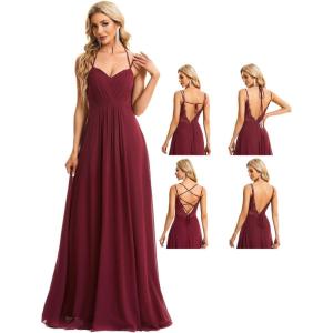 imageEverPretty Womens Sexy Chiffon MultiWay Backless ALine Convertible Bridesmaid Dress 01692Burgundy