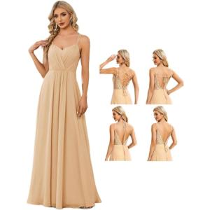 imageEverPretty Womens Sexy Chiffon MultiWay Backless ALine Convertible Bridesmaid Dress 01692Champagne