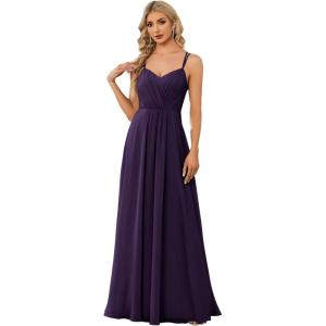 imageEverPretty Womens Sexy Chiffon MultiWay Backless ALine Convertible Bridesmaid Dress 01692Dark Purple