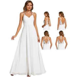 imageEverPretty Womens Sexy Chiffon MultiWay Backless ALine Convertible Bridesmaid Dress 01692White