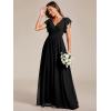 imageEverPretty Womens Flowy Chiffon A Line Ruffles Sleeves Back Cutout Bridesmaid Dresses 01819Black