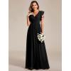 imageEverPretty Womens Flowy Chiffon A Line Ruffles Sleeves Back Cutout Bridesmaid Dresses 01819Black