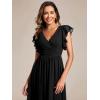 imageEverPretty Womens Flowy Chiffon A Line Ruffles Sleeves Back Cutout Bridesmaid Dresses 01819Black