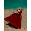 imageEverPretty Womens Flowy Chiffon A Line Ruffles Sleeves Back Cutout Bridesmaid Dresses 01819Burgundy