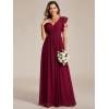 imageEverPretty Womens Flowy Chiffon A Line Ruffles Sleeves Back Cutout Bridesmaid Dresses 01819Burgundy