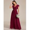 imageEverPretty Womens Flowy Chiffon A Line Ruffles Sleeves Back Cutout Bridesmaid Dresses 01819Burgundy