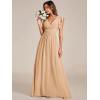 imageEverPretty Womens Flowy Chiffon A Line Ruffles Sleeves Back Cutout Bridesmaid Dresses 01819Champage