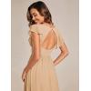 imageEverPretty Womens Flowy Chiffon A Line Ruffles Sleeves Back Cutout Bridesmaid Dresses 01819Champage