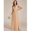 imageEverPretty Womens Flowy Chiffon A Line Ruffles Sleeves Back Cutout Bridesmaid Dresses 01819Champage