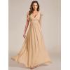 imageEverPretty Womens Flowy Chiffon A Line Ruffles Sleeves Back Cutout Bridesmaid Dresses 01819Champage