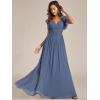 imageEverPretty Womens Flowy Chiffon A Line Ruffles Sleeves Back Cutout Bridesmaid Dresses 01819Dusty Navy