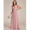 imageEverPretty Womens Flowy Chiffon A Line Ruffles Sleeves Back Cutout Bridesmaid Dresses 01819Dusty Rose