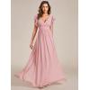 imageEverPretty Womens Flowy Chiffon A Line Ruffles Sleeves Back Cutout Bridesmaid Dresses 01819Dusty Rose