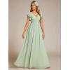 imageEverPretty Womens Flowy Chiffon A Line Ruffles Sleeves Back Cutout Bridesmaid Dresses 01819Mint Green